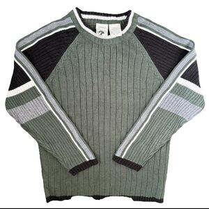 Vintage Y2K Sweater Mens S Green Skater Grunge‎ Ribbed GNARLY Streetwear Unisex